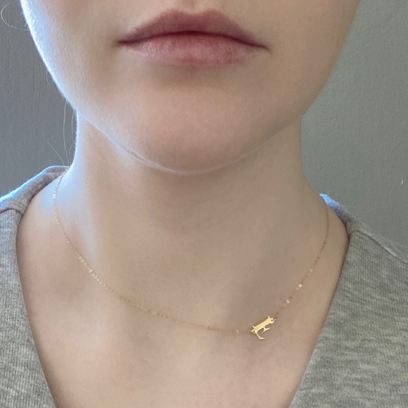 GOLDEN CLEF Asymmetrical Letter F Initial Pendant Necklace 14k Gold ITALY $199 - Picture 15 of 15